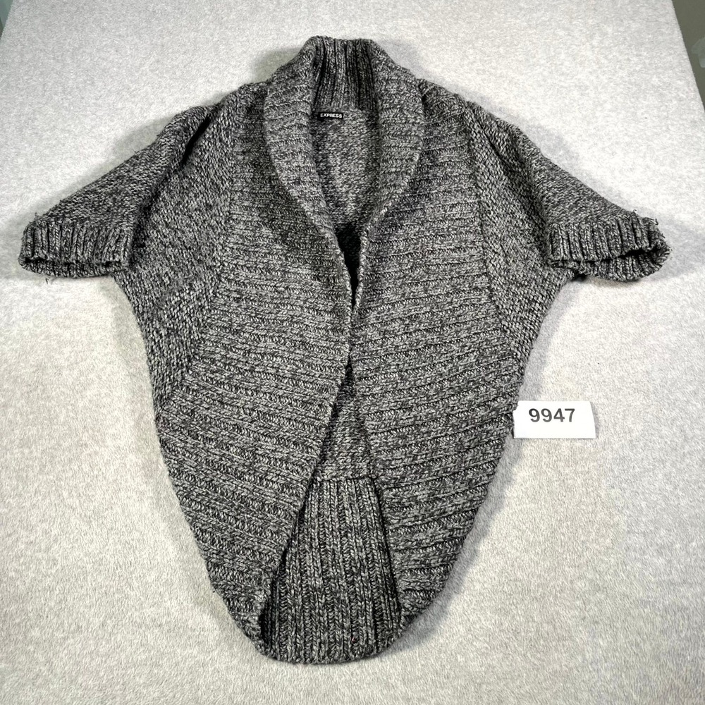 Express Cardigan Sweater Womens One Size Gray Acrylic Shawl Neck Dolman‎ Sleeve